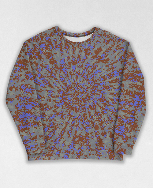 Tie-Dye-Camo Sweatshirt #1075. All over print, precision-cut, and hand-sewn. Super comfortable poly-cotton blend original Digital Camouflage designs by Dan Ellis vague.paris