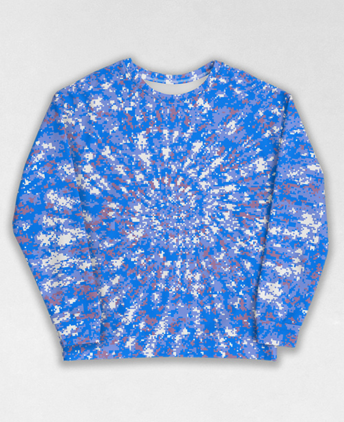 Tie-Dye-Camo Sweatshirt #1079. All over print, precision-cut, and hand-sewn. Super comfortable poly-cotton blend original Digital Camouflage designs by Dan Ellis vague.paris