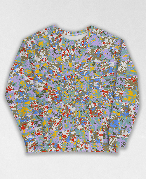 Tie-Dye-Camo Sweatshirt #1083. All over print, precision-cut, and hand-sewn. Super comfortable poly-cotton blend original Digital Camouflage designs by Dan Ellis vague.paris