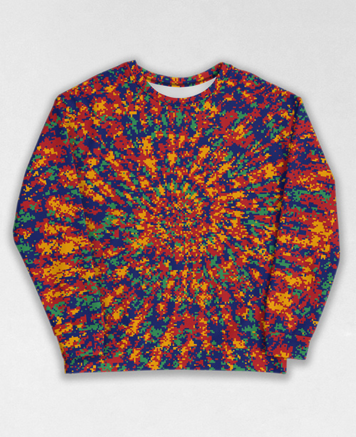 Tie-Dye-Camo Sweatshirt #1084. All over print, precision-cut, and hand-sewn. Super comfortable poly-cotton blend original Digital Camouflage designs by Dan Ellis vague.paris