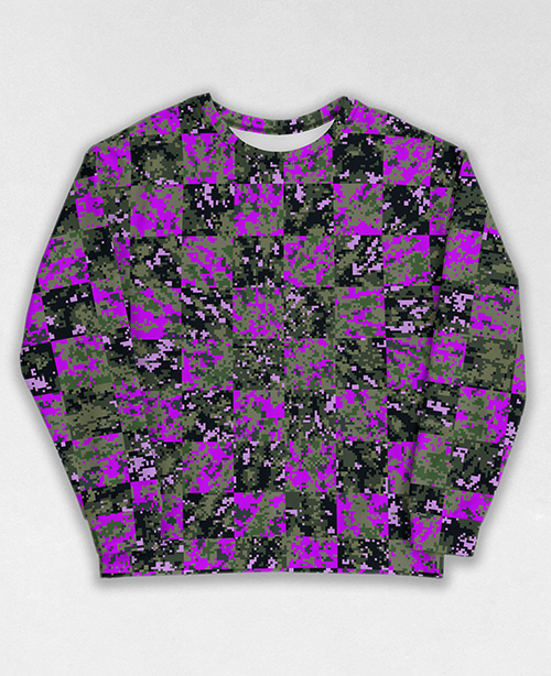 Tie-Dye-Camo Sweatshirt #1092. All over print, precision-cut, and hand-sewn. Super comfortable poly-cotton blend original Digital Camouflage designs by Dan Ellis vague.paris