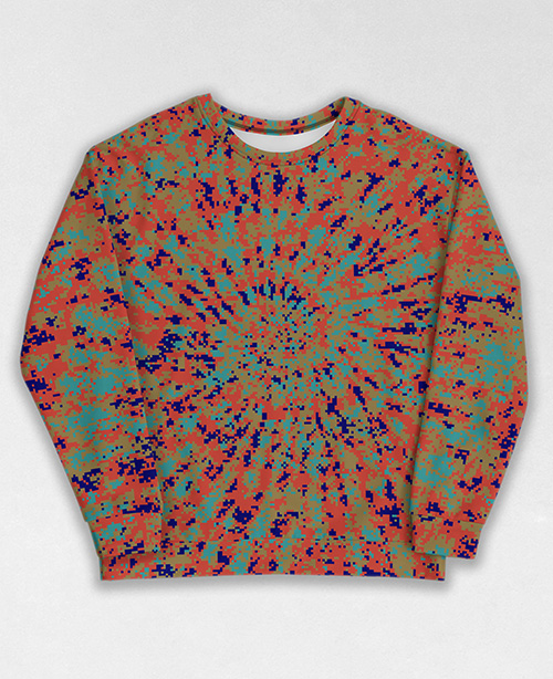 Tie-Dye-Camo Sweatshirt #1095. All over print, precision-cut, and hand-sewn. Super comfortable poly-cotton blend original Digital Camouflage designs by Dan Ellis vague.paris