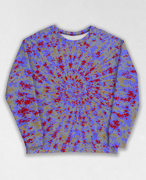 Tie-Dye-Camo Sweatshirt #1097. All over print, precision-cut, and hand-sewn. Super comfortable poly-cotton blend original Digital Camouflage designs by Dan Ellis vague.paris