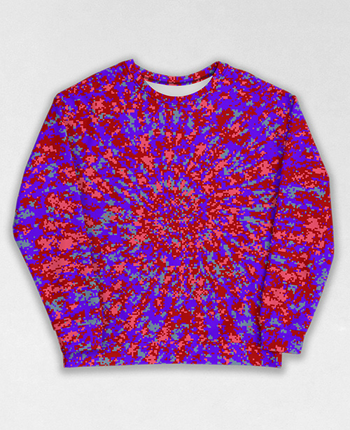 Tie-Dye-Camo Sweatshirt #1099. All over print, precision-cut, and hand-sewn. Super comfortable poly-cotton blend original Digital Camouflage designs by Dan Ellis vague.paris