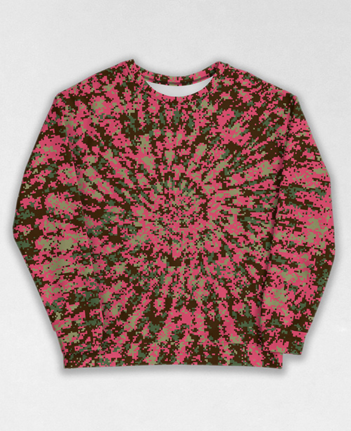 Tie-Dye-Camo Sweatshirt #1104. All over print, precision-cut, and hand-sewn. Super comfortable poly-cotton blend original Digital Camouflage designs by Dan Ellis vague.paris