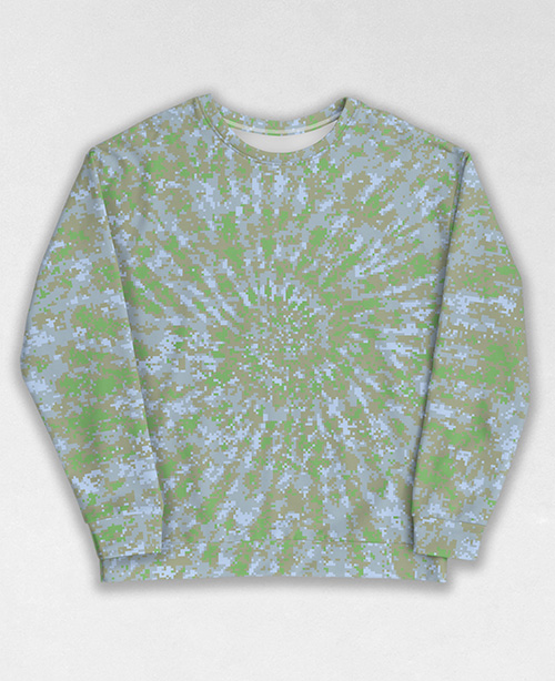 Tie-Dye-Camo Sweatshirt #1110. All over print, precision-cut, and hand-sewn. Super comfortable poly-cotton blend original Digital Camouflage designs by Dan Ellis vague.paris