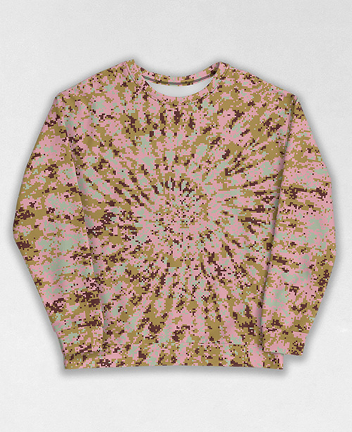 Tie-Dye-Camo Sweatshirt #1111. All over print, precision-cut, and hand-sewn. Super comfortable poly-cotton blend original Digital Camouflage designs by Dan Ellis vague.paris