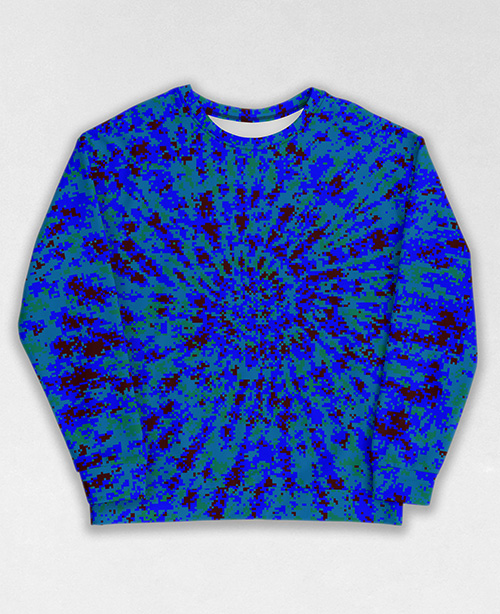 Tie-Dye-Camo Sweatshirt #1112. All over print, precision-cut, and hand-sewn. Super comfortable poly-cotton blend original Digital Camouflage designs by Dan Ellis vague.paris