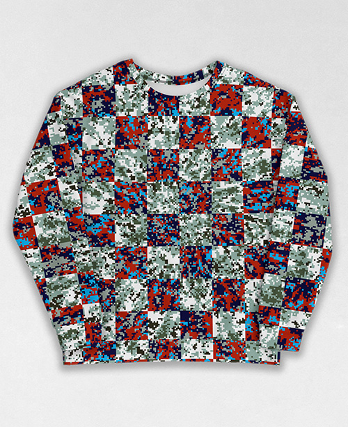 Tie-Dye-Camo Sweatshirt #1119. All over print, precision-cut, and hand-sewn. Super comfortable poly-cotton blend original Digital Camouflage designs by Dan Ellis vague.paris