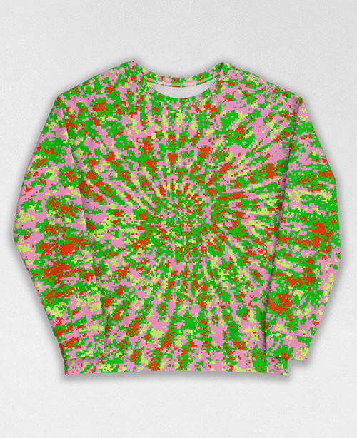 Tie-Dye-Camo Sweatshirt #1121. All over print, precision-cut, and hand-sewn. Super comfortable poly-cotton blend original Digital Camouflage designs by Dan Ellis vague.paris