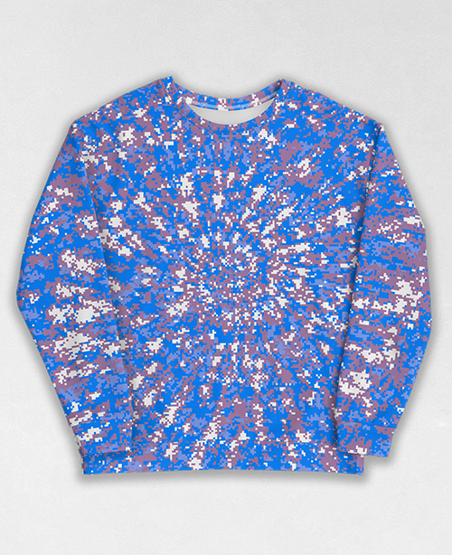 Tie-Dye-Camo Sweatshirt #1122. All over print, precision-cut, and hand-sewn. Super comfortable poly-cotton blend original Digital Camouflage designs by Dan Ellis vague.paris