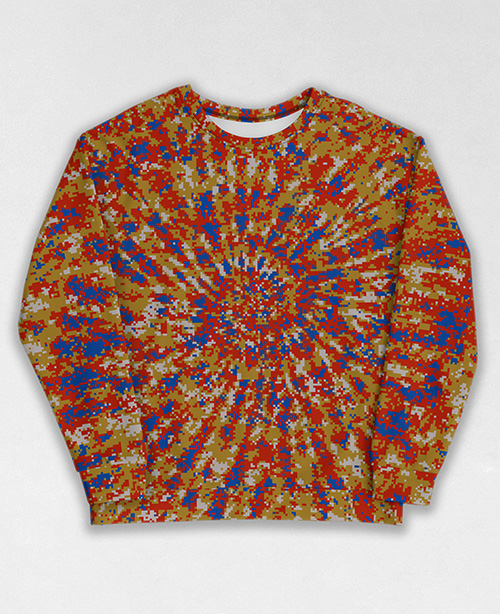 Tie-Dye-Camo Sweatshirt #1128. All over print, precision-cut, and hand-sewn. Super comfortable poly-cotton blend original Digital Camouflage designs by Dan Ellis vague.paris