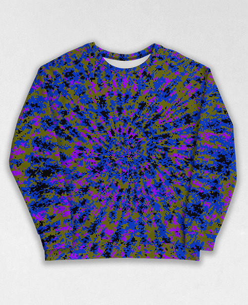 Tie-Dye-Camo Sweatshirt #1131. All over print, precision-cut, and hand-sewn. Super comfortable poly-cotton blend original Digital Camouflage designs by Dan Ellis vague.paris