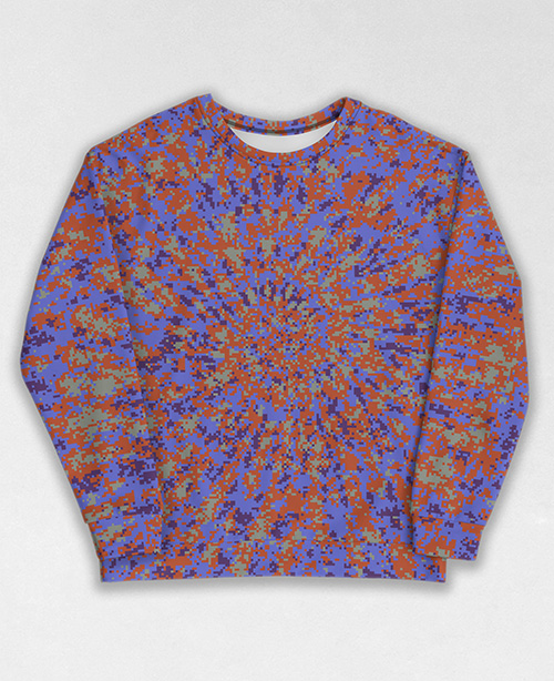 Tie-Dye-Camo Sweatshirt #1132. All over print, precision-cut, and hand-sewn. Super comfortable poly-cotton blend original Digital Camouflage designs by Dan Ellis vague.paris