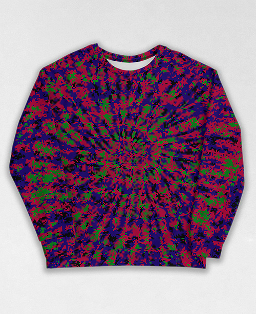 Tie-Dye-Camo Sweatshirt #1133. All over print, precision-cut, and hand-sewn. Super comfortable poly-cotton blend original Digital Camouflage designs by Dan Ellis vague.paris