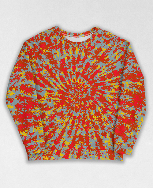 Tie-Dye-Camo Sweatshirt #1135. All over print, precision-cut, and hand-sewn. Super comfortable poly-cotton blend original Digital Camouflage designs by Dan Ellis vague.paris