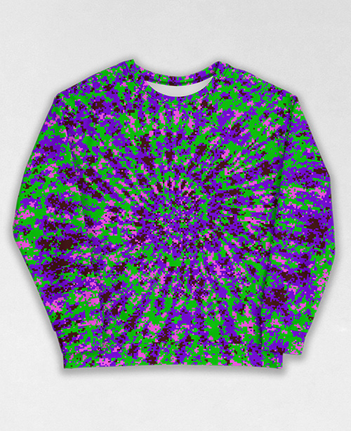 Tie-Dye-Camo Sweatshirt #1136. All over print, precision-cut, and hand-sewn. Super comfortable poly-cotton blend original Digital Camouflage designs by Dan Ellis vague.paris