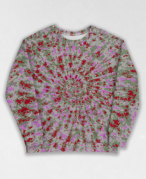 Tie-Dye-Camo Sweatshirt #1138. All over print, precision-cut, and hand-sewn. Super comfortable poly-cotton blend original Digital Camouflage designs by Dan Ellis vague.paris