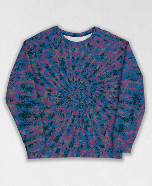 Tie-Dye-Camo Sweatshirt #1140. All over print, precision-cut, and hand-sewn. Super comfortable poly-cotton blend original Digital Camouflage designs by Dan Ellis vague.paris