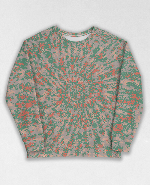 Tie-Dye-Camo Sweatshirt #1147. All over print, precision-cut, and hand-sewn. Super comfortable poly-cotton blend original Digital Camouflage designs by Dan Ellis vague.paris