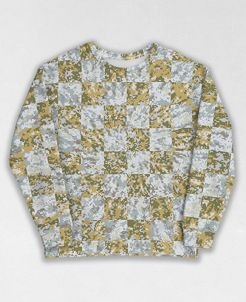 Tie-Dye-Camo Sweatshirt #1149. All over print, precision-cut, and hand-sewn. Super comfortable poly-cotton blend original Digital Camouflage designs by Dan Ellis vague.paris