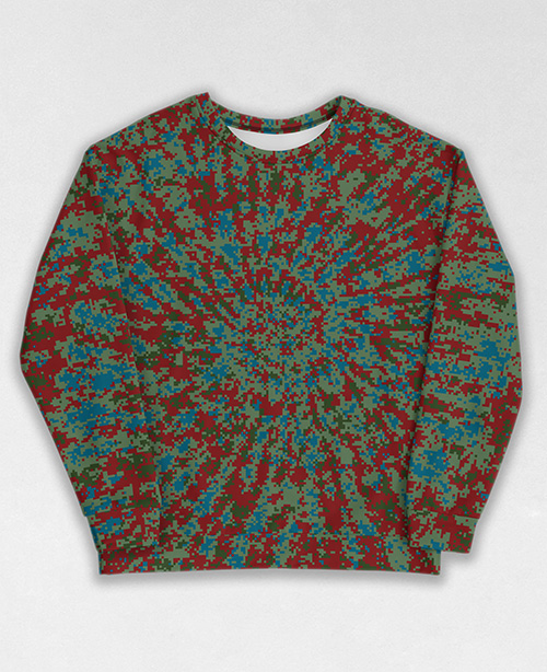 Tie-Dye-Camo Sweatshirt #1152. All over print, precision-cut, and hand-sewn. Super comfortable poly-cotton blend original Digital Camouflage designs by Dan Ellis vague.paris