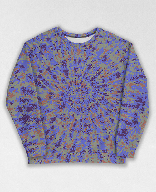 Tie-Dye-Camo Sweatshirt #1155. All over print, precision-cut, and hand-sewn. Super comfortable poly-cotton blend original Digital Camouflage designs by Dan Ellis vague.paris