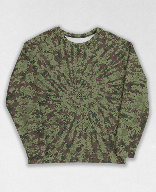 Tie-Dye-Camo Sweatshirt #1156. All over print, precision-cut, and hand-sewn. Super comfortable poly-cotton blend original Digital Camouflage designs by Dan Ellis vague.paris