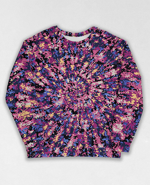 Tie-Dye-Camo Sweatshirt #1159. All over print, precision-cut, and hand-sewn. Super comfortable poly-cotton blend original Digital Camouflage designs by Dan Ellis vague.paris