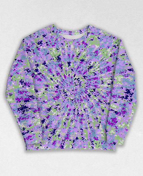 Tie-Dye-Camo Sweatshirt #1160. All over print, precision-cut, and hand-sewn. Super comfortable poly-cotton blend original Digital Camouflage designs by Dan Ellis vague.paris