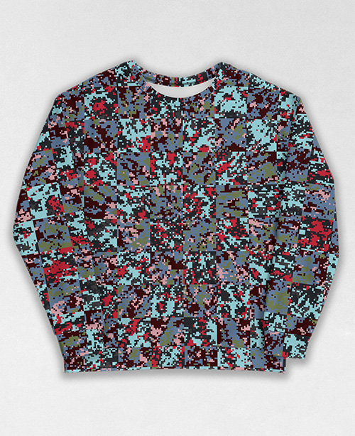 Tie-Dye-Camo Sweatshirt #1168. All over print, precision-cut, and hand-sewn. Super comfortable poly-cotton blend original Digital Camouflage designs by Dan Ellis vague.paris