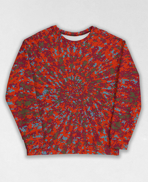 Tie-Dye-Camo Sweatshirt #1171. All over print, precision-cut, and hand-sewn. Super comfortable poly-cotton blend original Digital Camouflage designs by Dan Ellis vague.paris