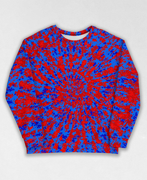 Tie-Dye-Camo Sweatshirt #1172. All over print, precision-cut, and hand-sewn. Super comfortable poly-cotton blend original Digital Camouflage designs by Dan Ellis vague.paris