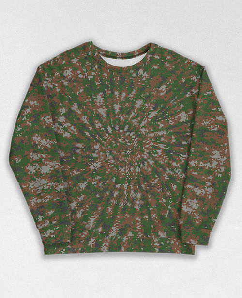 Tie-Dye-Camo Sweatshirt #1175. All over print, precision-cut, and hand-sewn. Super comfortable poly-cotton blend original Digital Camouflage designs by Dan Ellis vague.paris