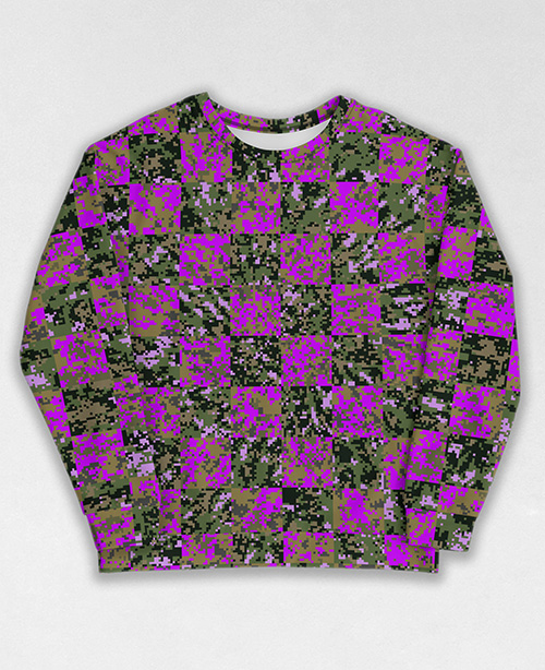 Tie-Dye-Camo Sweatshirt #1176. All over print, precision-cut, and hand-sewn. Super comfortable poly-cotton blend original Digital Camouflage designs by Dan Ellis vague.paris