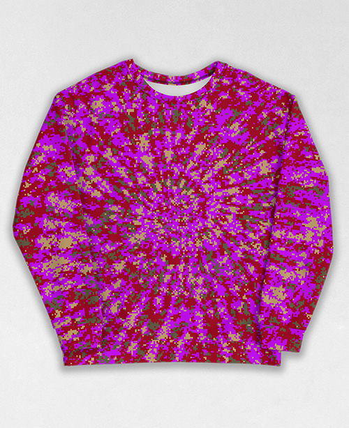 Tie-Dye-Camo Sweatshirt #1180. All over print, precision-cut, and hand-sewn. Super comfortable poly-cotton blend original Digital Camouflage designs by Dan Ellis vague.paris