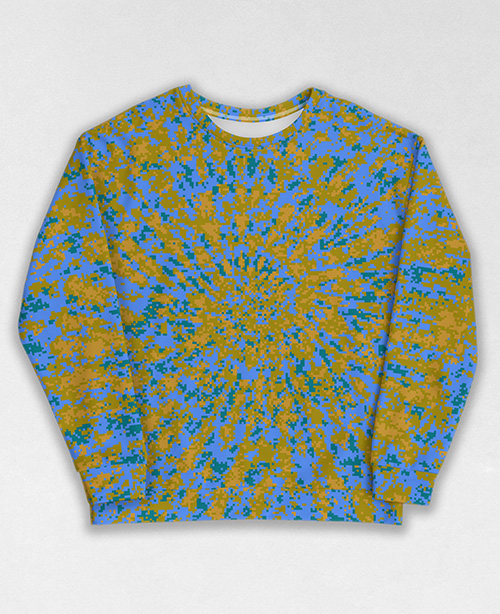 Tie-Dye-Camo Sweatshirt #1181. All over print, precision-cut, and hand-sewn. Super comfortable poly-cotton blend original Digital Camouflage designs by Dan Ellis vague.paris