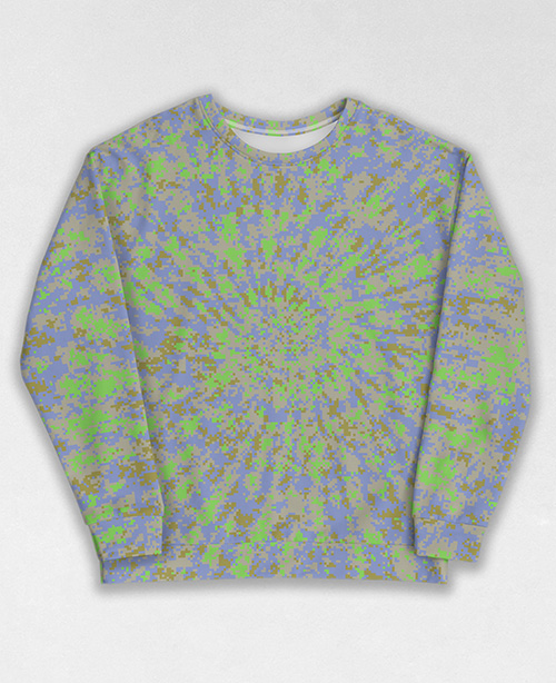 Tie-Dye-Camo Sweatshirt #1186. All over print, precision-cut, and hand-sewn. Super comfortable poly-cotton blend original Digital Camouflage designs by Dan Ellis vague.paris