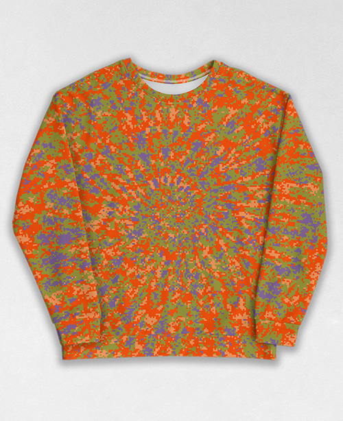 Tie-Dye-Camo Sweatshirt #1190. All over print, precision-cut, and hand-sewn. Super comfortable poly-cotton blend original Digital Camouflage designs by Dan Ellis vague.paris