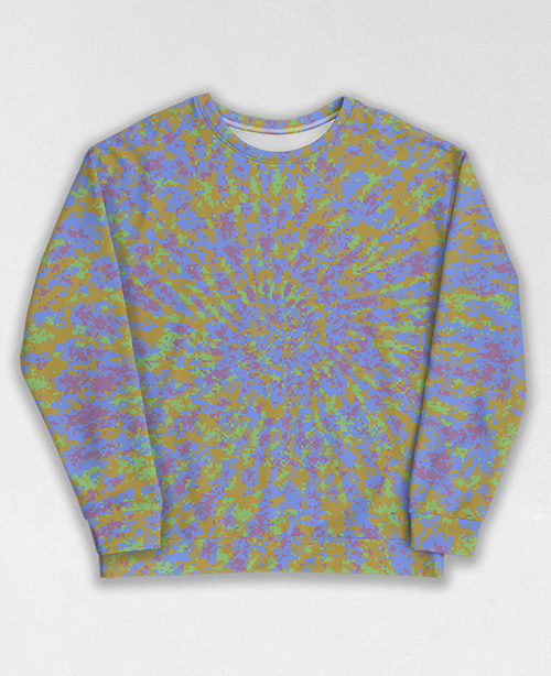 Tie-Dye-Camo Sweatshirt #1205. All over print, precision-cut, and hand-sewn. Super comfortable poly-cotton blend original Digital Camouflage designs by Dan Ellis vague.paris