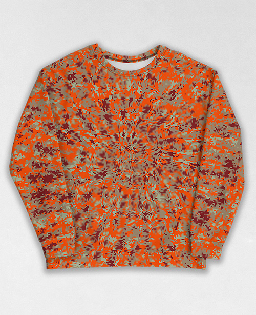 Tie-Dye-Camo Sweatshirt #1207. All over print, precision-cut, and hand-sewn. Super comfortable poly-cotton blend original Digital Camouflage designs by Dan Ellis vague.paris