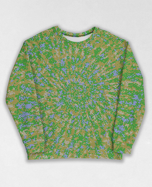 Tie-Dye-Camo Sweatshirt #1211. All over print, precision-cut, and hand-sewn. Super comfortable poly-cotton blend original Digital Camouflage designs by Dan Ellis vague.paris