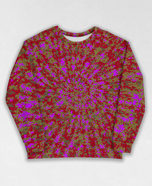 Tie-Dye-Camo Sweatshirt #1213. All over print, precision-cut, and hand-sewn. Super comfortable poly-cotton blend original Digital Camouflage designs by Dan Ellis vague.paris