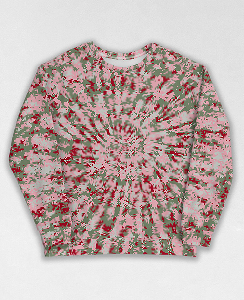 Tie-Dye-Camo Sweatshirt #1217. All over print, precision-cut, and hand-sewn. Super comfortable poly-cotton blend original Digital Camouflage designs by Dan Ellis vague.paris