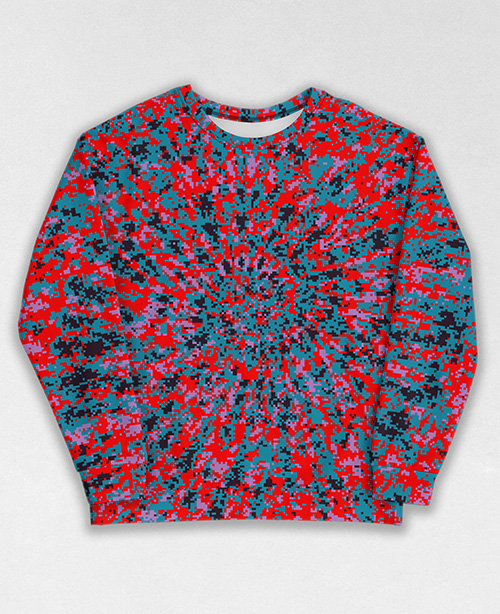 Tie-Dye-Camo Sweatshirt #1218. All over print, precision-cut, and hand-sewn. Super comfortable poly-cotton blend original Digital Camouflage designs by Dan Ellis vague.paris