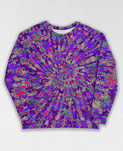 Tie-Dye-Camo Sweatshirt #1219. All over print, precision-cut, and hand-sewn. Super comfortable poly-cotton blend original Digital Camouflage designs by Dan Ellis vague.paris