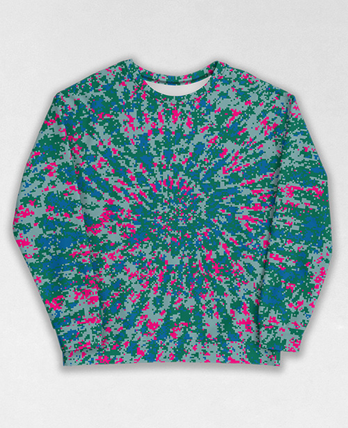 Tie-Dye-Camo Sweatshirt #1220. All over print, precision-cut, and hand-sewn. Super comfortable poly-cotton blend original Digital Camouflage designs by Dan Ellis vague.paris