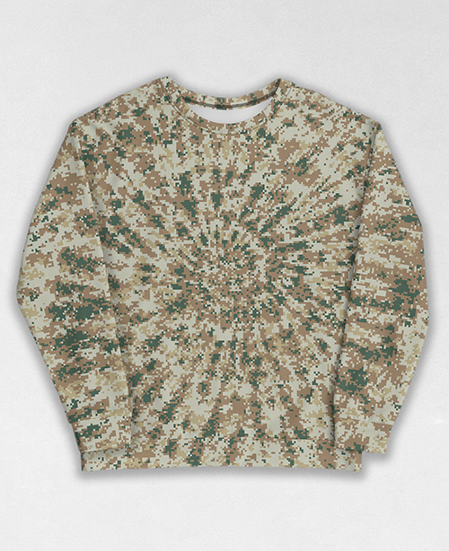 Tie-Dye-Camo Sweatshirt #1227. All over print, precision-cut, and hand-sewn. Super comfortable poly-cotton blend original Digital Camouflage designs by Dan Ellis vague.paris