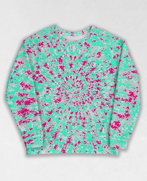 Tie-Dye-Camo Sweatshirt #1230. All over print, precision-cut, and hand-sewn. Super comfortable poly-cotton blend original Digital Camouflage designs by Dan Ellis vague.paris