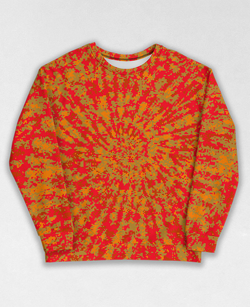 Tie-Dye-Camo Sweatshirt #1231. All over print, precision-cut, and hand-sewn. Super comfortable poly-cotton blend original Digital Camouflage designs by Dan Ellis vague.paris